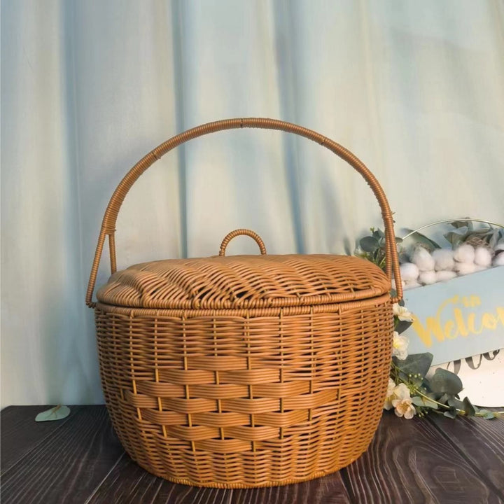 Handcrafted Woven Picnic Basket Bowlift