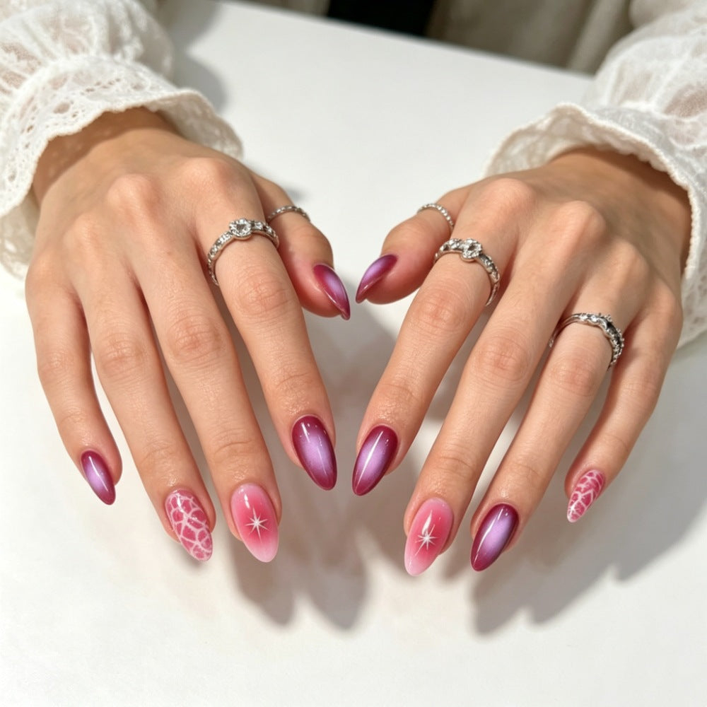 Artificial nails with elegant ombre design and creative accents Bowlift