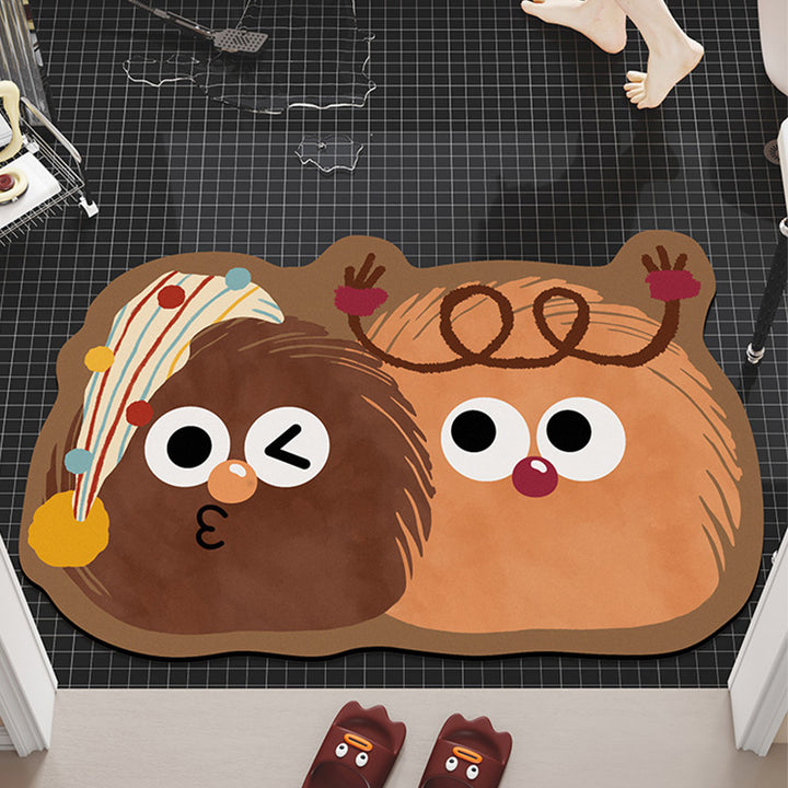 Cartoon-Themed Plush Bath Mat Bowlift