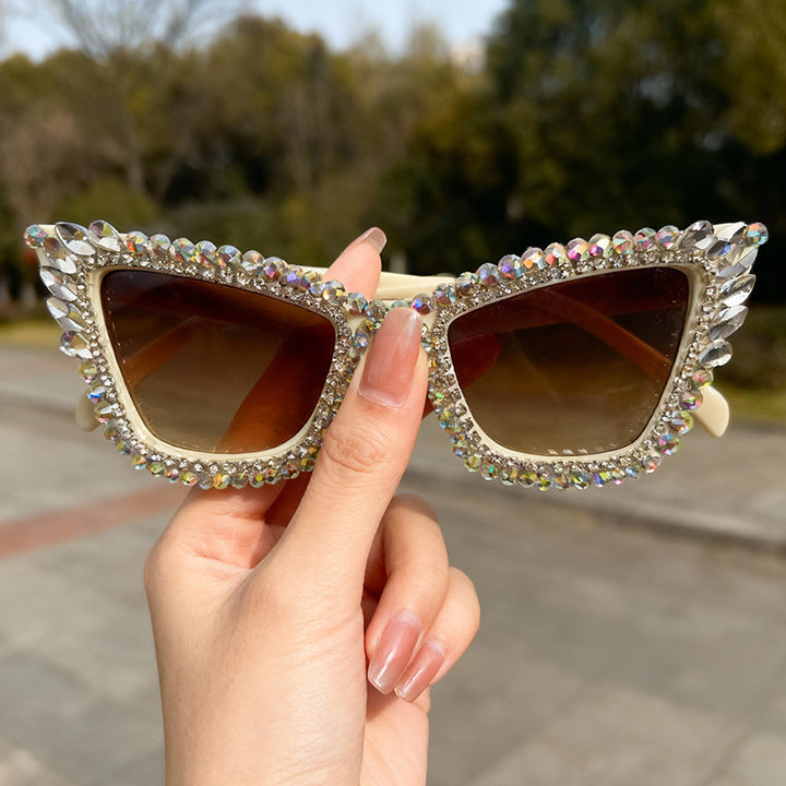 Rhinestone-Accented Cat-Eye Sunglasses Bowlift
