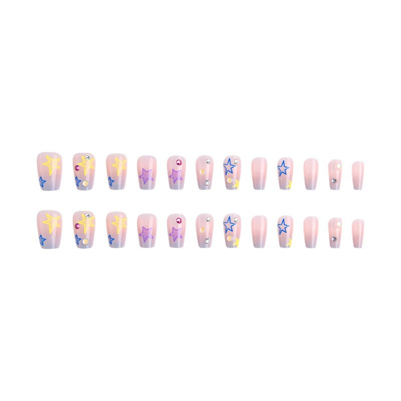 Artificial nail set with elegant blooming decorations and delicate ombre effect Bowlift