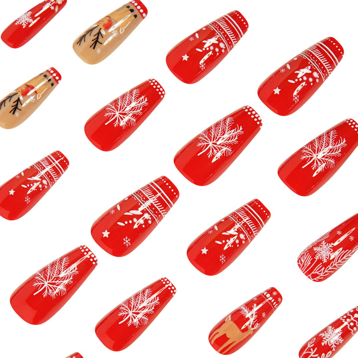 Festive Holiday Themed Press-On Nail Art Bowlift