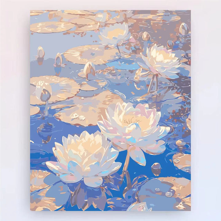 Contemporary Lotus Floral Canvas Art Print Bowlift