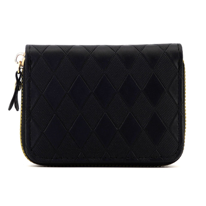 Elegant Diamond-Patterned Zip Wallet