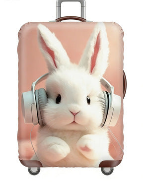 Women's stretchable suitcase cover with rabbit motif, tear-resistant stretch material and openings for handle and wheels Bowlift