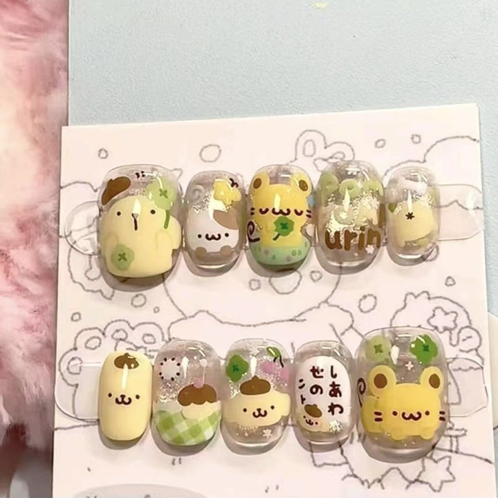 Whimsical Character Press-On Nail Art Set Bowlift