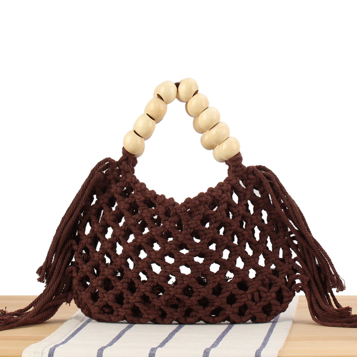 Macrame Handbag with Wooden Handles Bowlift