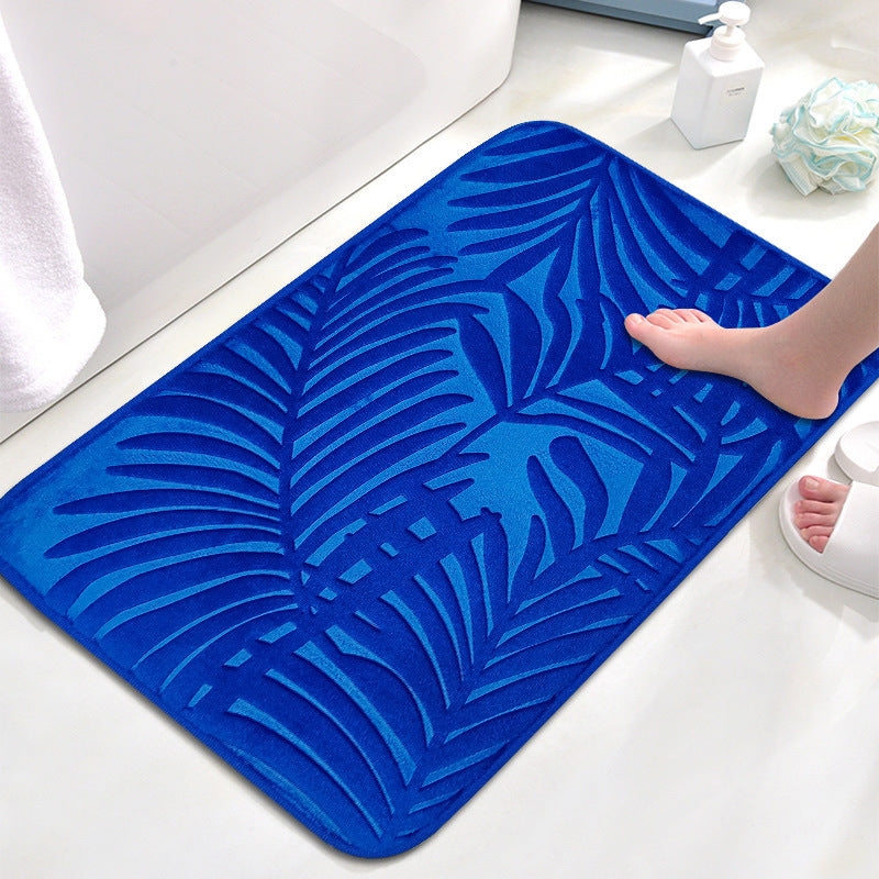 Tropical Leaf Design Memory Foam Bath Mat Bowlift