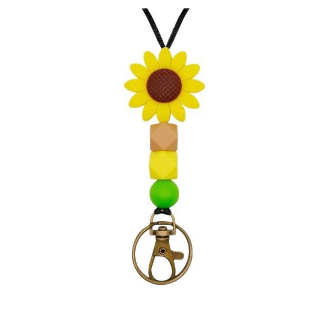 Colorful Flower-Themed Beaded Keychain Holder Bowlift