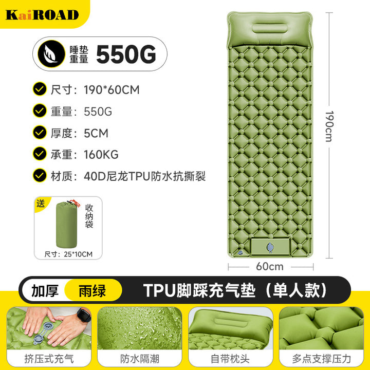 inflatable camping mat with integrated pillows and non-slip bottom Bowlift