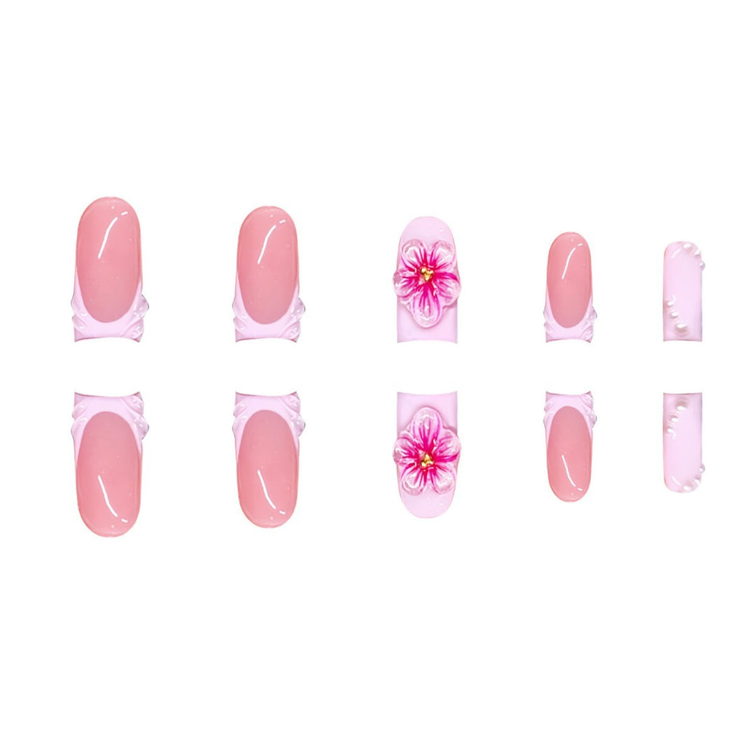 Premium 3D Floral Press-On Nail Art Bowlift