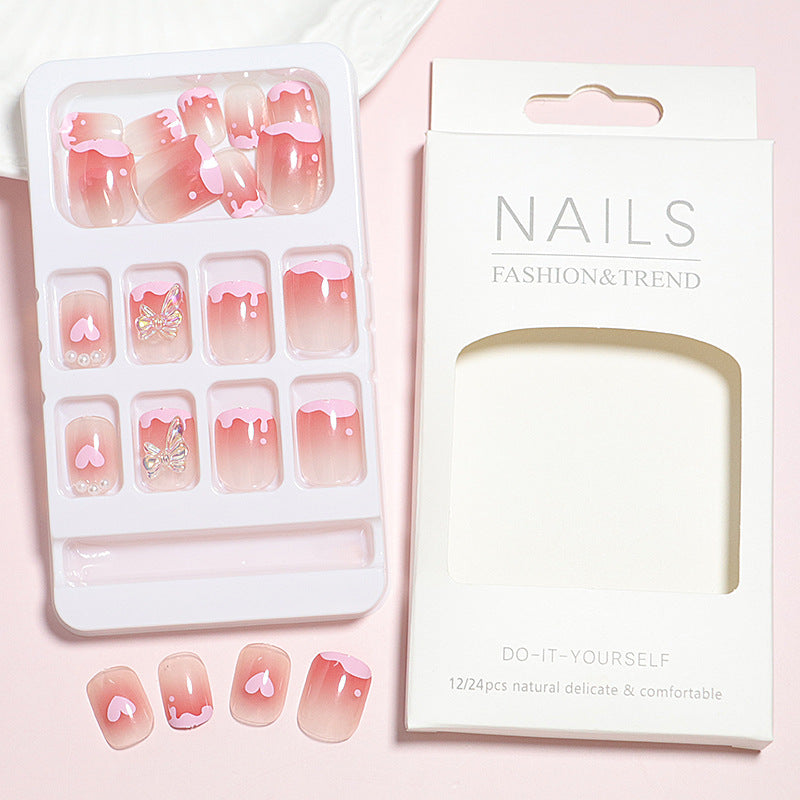 Romantic Heart Design Press-On Nail Set Bowlift