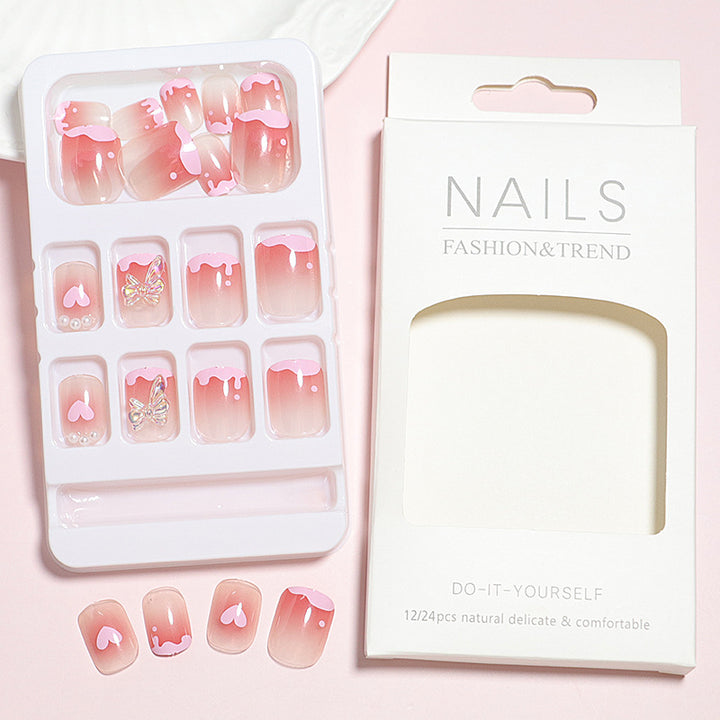 Romantic Heart Design Press-On Nail Set Bowlift