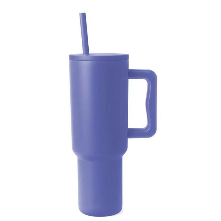 Women thermos cup with ergonomic handle and integrated straw Bowlift