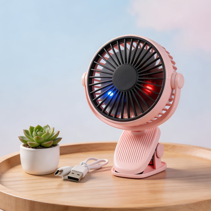 Women's portable table fan with flexible tilt and USB connection Bowlift