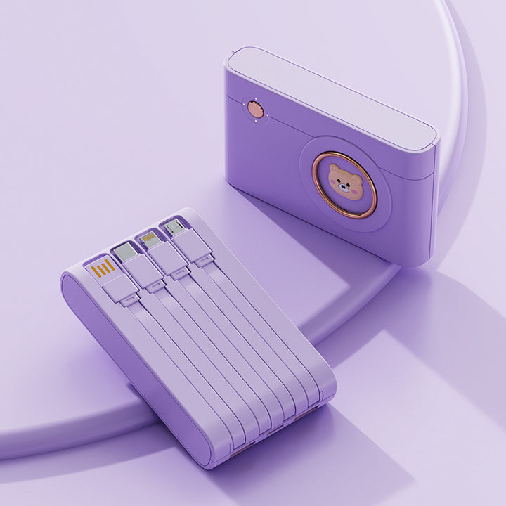 Portable power bank with integrated cable system and innovative charging functions Bowlift