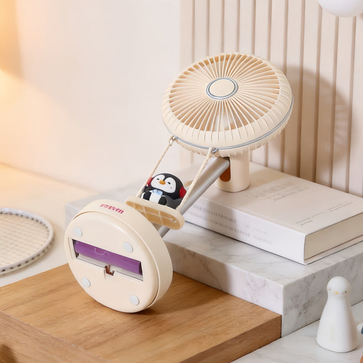 Ladies Creative Table Fan with Integrated Animal Motif Bowlift