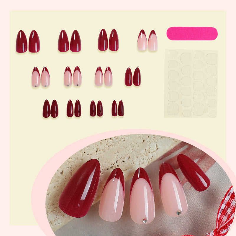 Premium Nail Art Press-On Set with Classic French Tip and Glitter Accents Bowlift