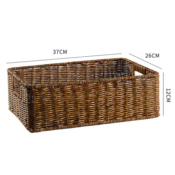 Handcrafted Large Rectangular Wicker Storage Basket Bowlift