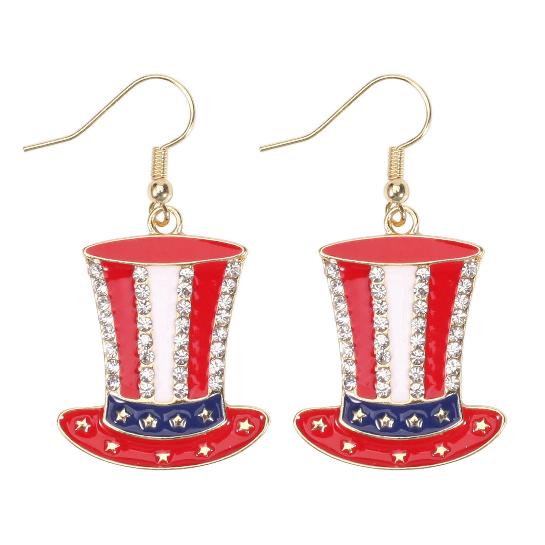 Women's filigree earrings in flag design with crystal stripes and enamel trim Bowlift