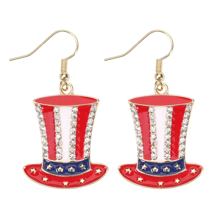 Women's filigree earrings in flag design with crystal stripes and enamel trim Bowlift