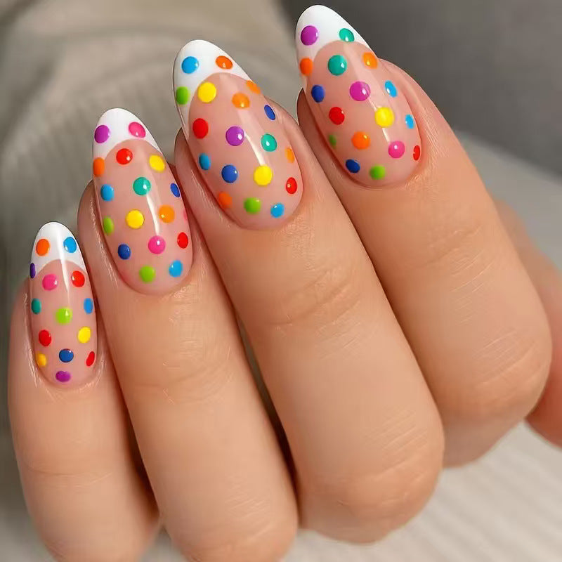Artificial artificial nails with colorful dot design Bowlift