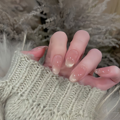 Gradient Almond-Shaped Press-On Nails Bowlift