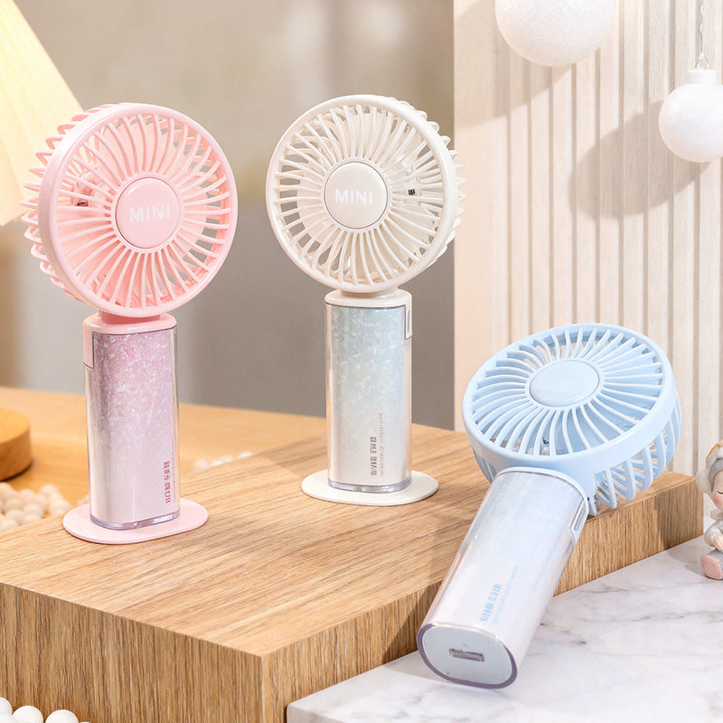 Ladies USB rechargeable mini handheld fan with adjustable tilt head and removable stand Bowlift