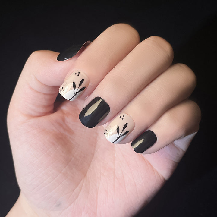 Artistic Floral and Glitter Press-On Nails Bowlift
