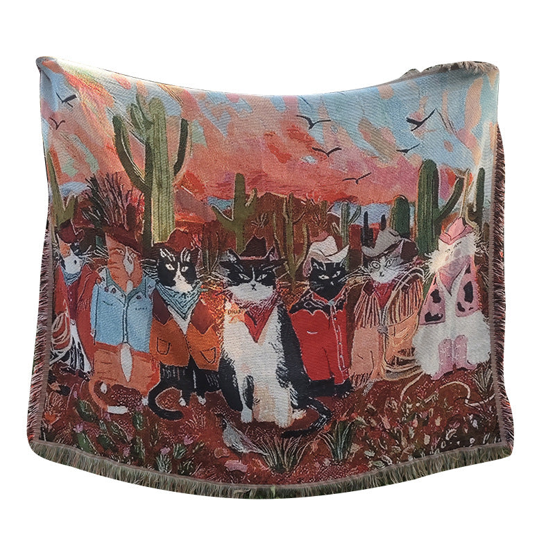Artistic Cat-Themed Throw Blanket