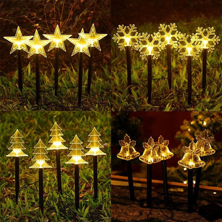Acrylic Holiday Motif Solar Pathway Stake Lights With Warm LED And Ground Spike Bowlift
