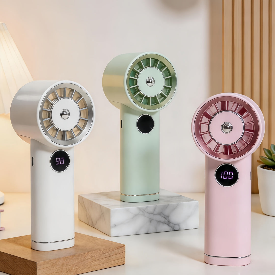 Portable Battery Handheld Fan with Digital Speed Display Bowlift