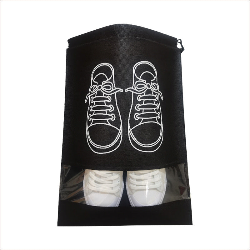 Unisex Travel Shoe Storage Bag with Transparent Window Drawstring Closure and Breathable Non-Woven Mesh Organizer Bowlift
