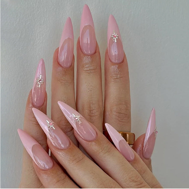 Elegant Press-On Nail Design Set with Decorative Floral Accents Bowlift