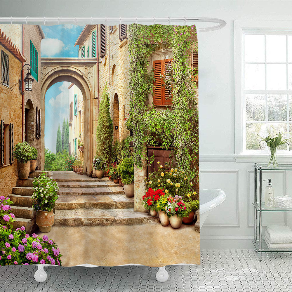 Floral Lane-Inspired Shower Curtain Bowlift