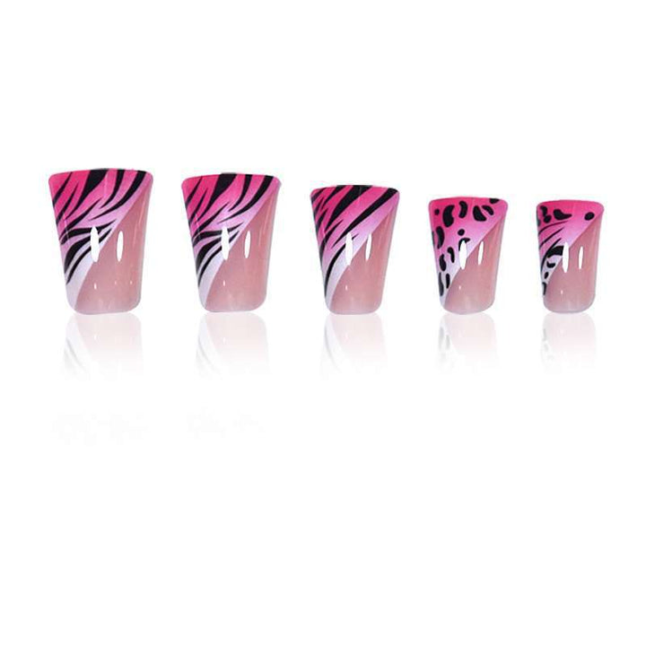 Artistic Stiletto Press-On Nail Set with Animal Print Accents Bowlift