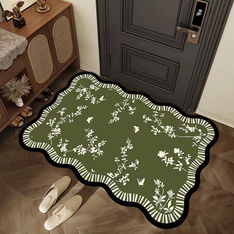 Floral Print Scalloped Area Mat