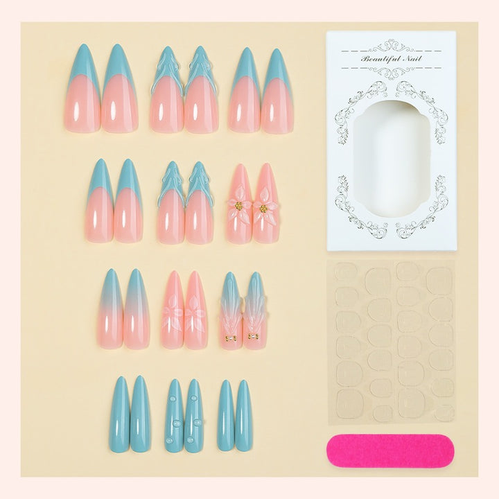 Creative nail art set with blooming accents and elegant designs Bowlift