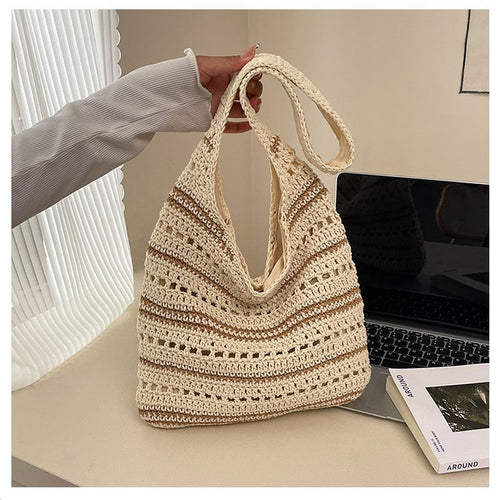 Macrame Beach Bag with Modern Structural Details Bowlift