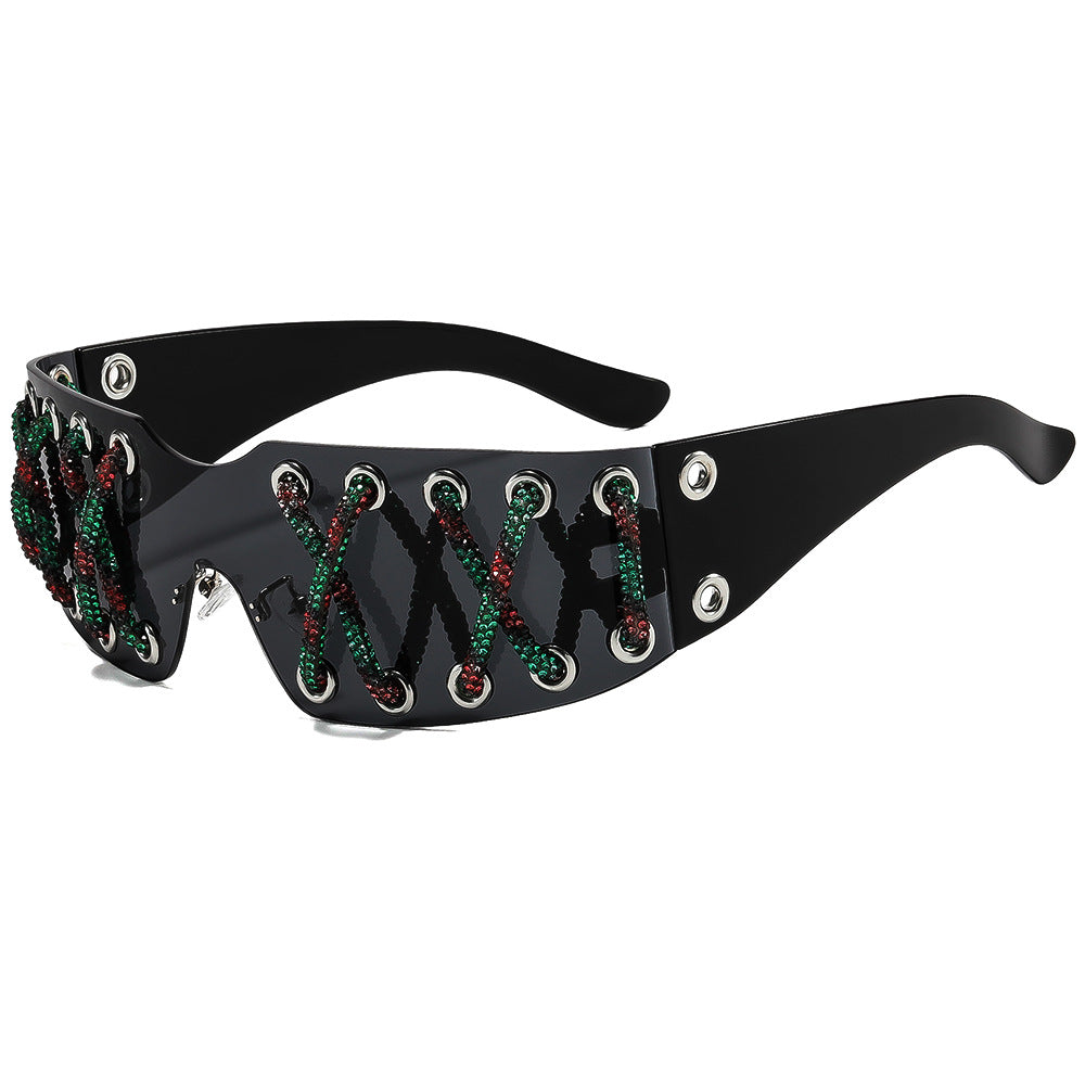 Women futuristic design sunglasses with unique decor Bowlift