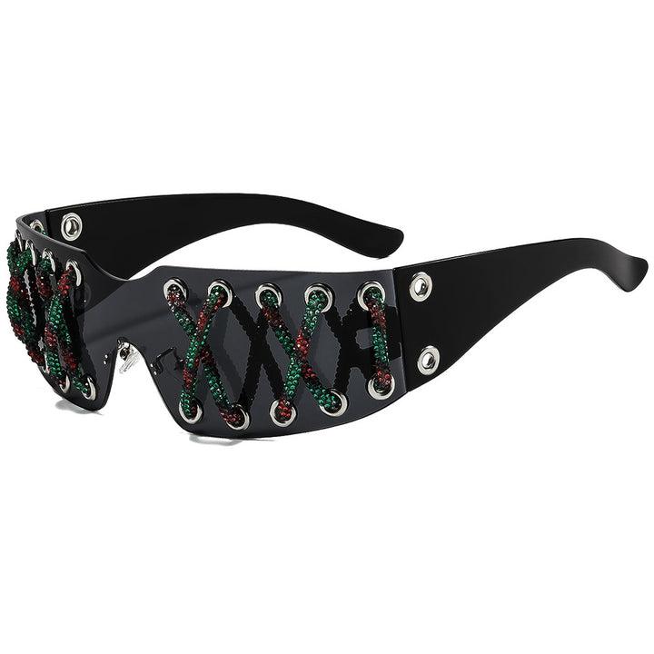 Women futuristic design sunglasses with unique decor Bowlift