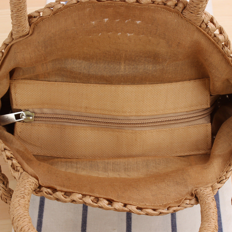 Round Bast Crossbody Bag with Spiral Design Bowlift
