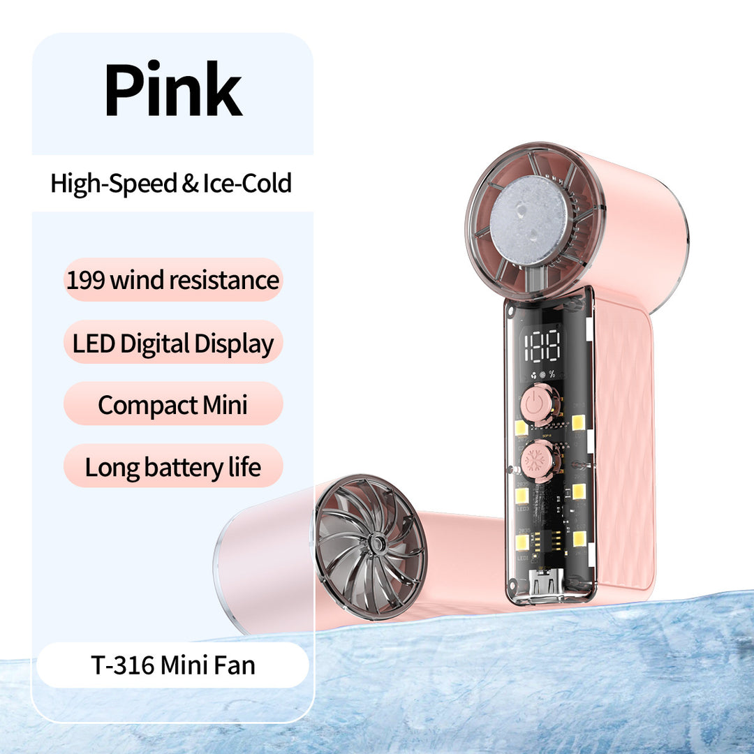 Women's nan compact rechargeable handheld cooling fan with LED real time display and multi-speed Bowlift