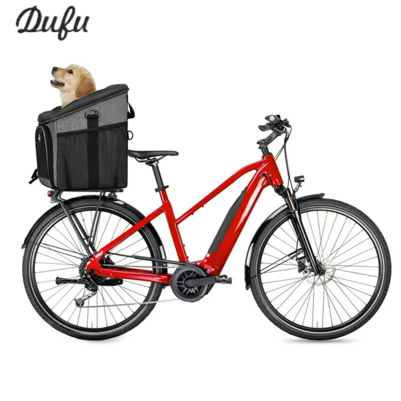 collapsible pet bicycle carrier basket with padded interior safety leash and quick-release mount Bowlift