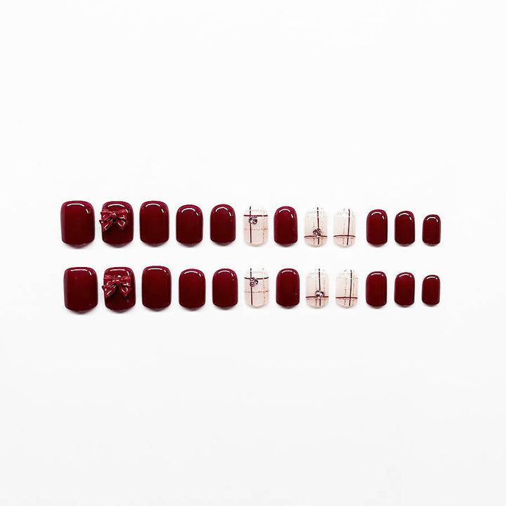 Decorative Press-On Nail Art Extensions with Bow Accents Bowlift