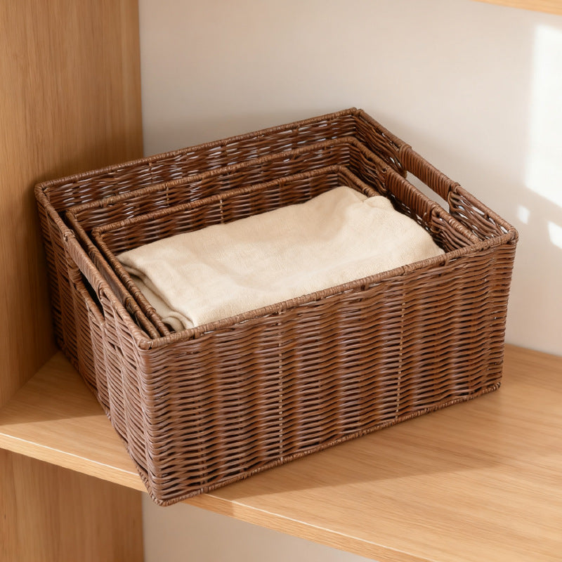 Women's storage basket made of woven material with integrated lids Bowlift