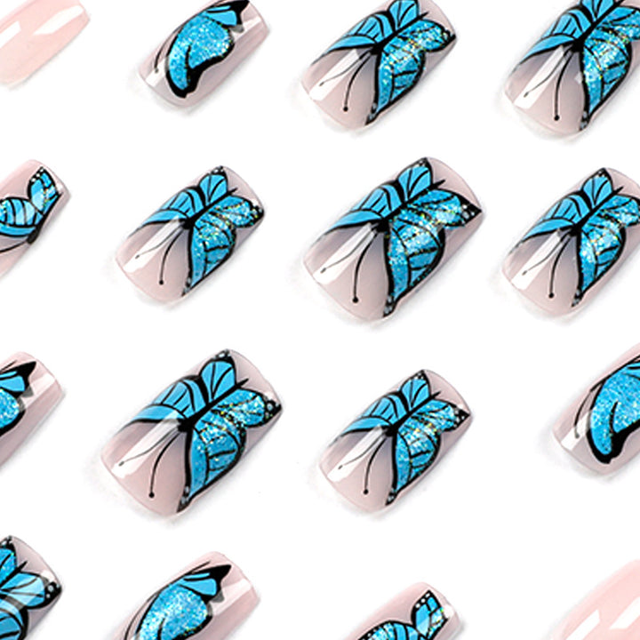 Artificial Nail Art Design with Butterfly Motif Bowlift