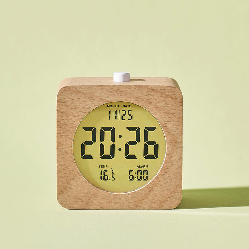 Digital wood alarm clock with temperature display Bowlift