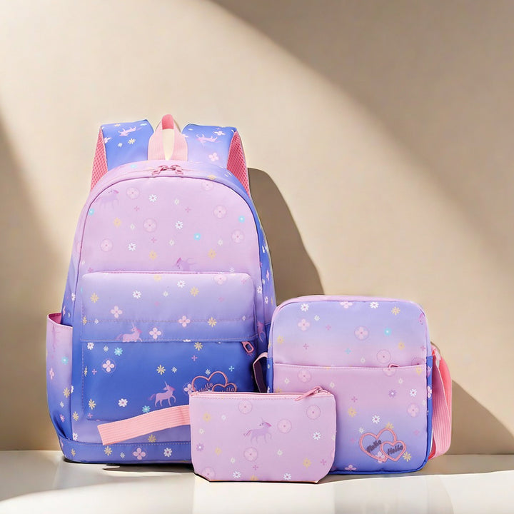 Whimsical Floral Print Backpack Set Bowlift