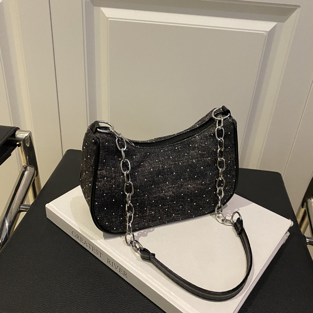 Stylish Chain-Handled Hobo Bag Bowlift